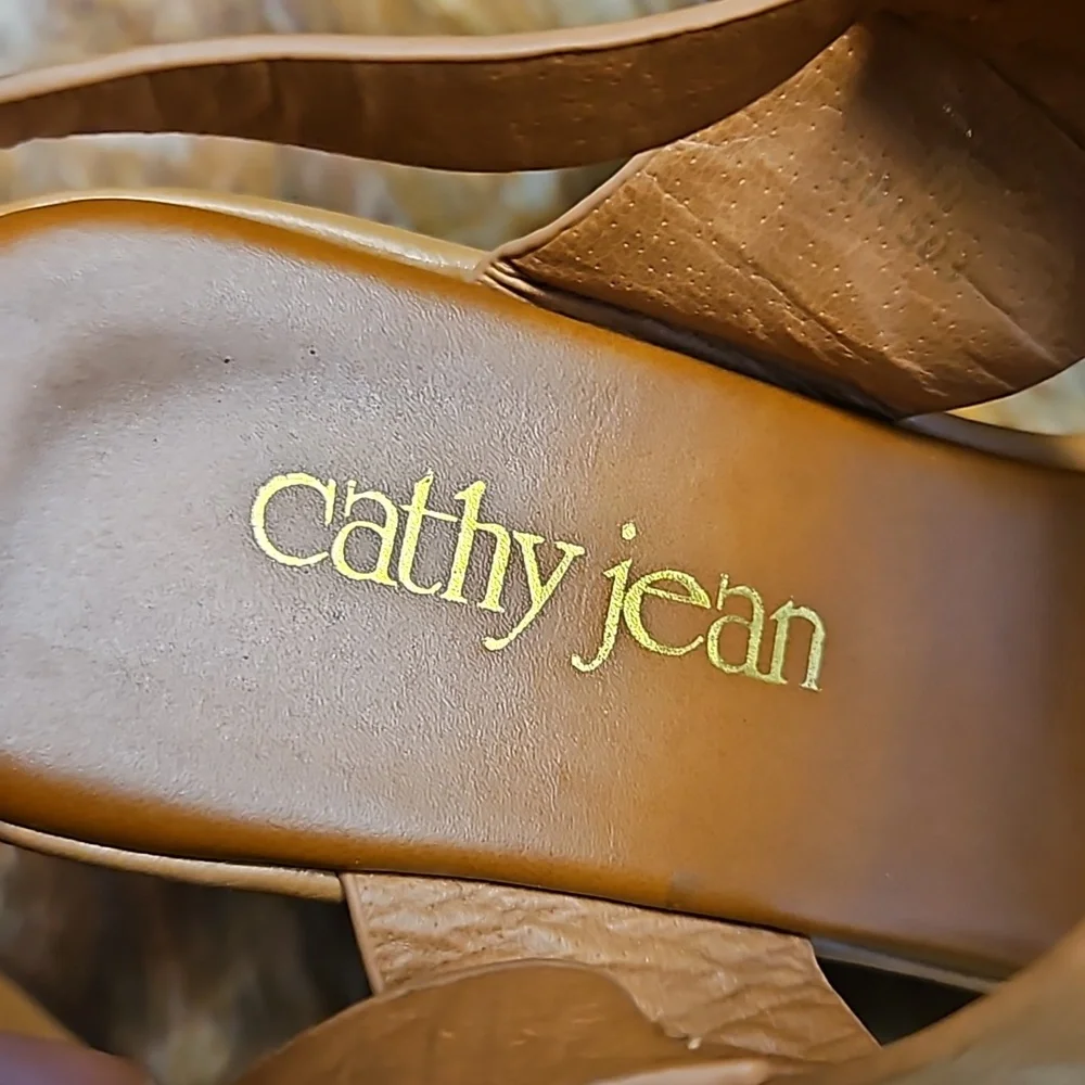 CATHY JEAN Tan Platform Wedge Heels Shoes-10